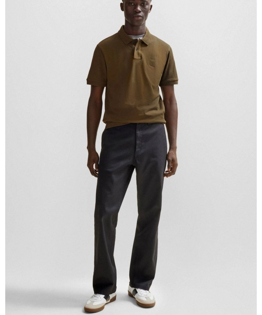 Hugo Boss Passenger Mens Stretch-Cotton Slim-Fit Polo Shirt with Logo Patch - Brown - Size Large